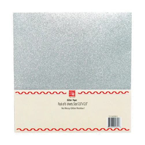 YZH Crafts Glitter Cardstock Paper, No-Shed Shimmer Glitter Papers, Cut Craft and DIY Projects Card stock, Sparkly Paper for Card Making, 12 x 12 Inch, 10 Sheets, 250 GSM (Sliver)