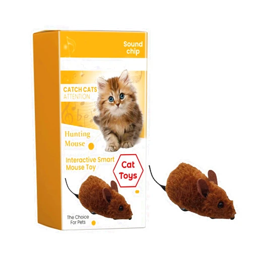 MINGMU Squeaky Sound Realistic Mouse Toy Pull&Back Moving Mouse Training Scratch Toy with Squeaky Sound Squeaky Sound Mouse Toy, 1pc