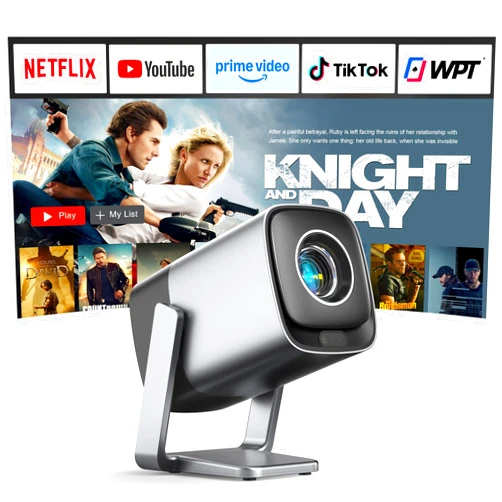 XuanPad [Compatible with Netflix & TOF Real-time Focus] Mini Projector with WiFi and Bluetooth, XuanPad 1800 ANSI Smart Projector 4K Support, Dolby Audio & Keystone, 210° Rotatable Stand for Home