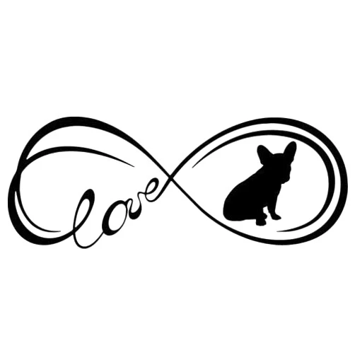 TGS Topshop French Bulldog Frenchie Dog Love Infinity Decal Window Bumper Sticker Car Decor Car Stickers 15cm
