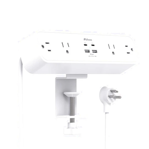 Mifaso PD30W Desk Clamp Power Strip, Desktop Mount Surge Protector, Fast Charging Station, Desk Mount Desk Shelf with 4 Outlets 4USB Ports (2USB C), 5Ft Extension Cord Desk Accessories Home Office Essentials