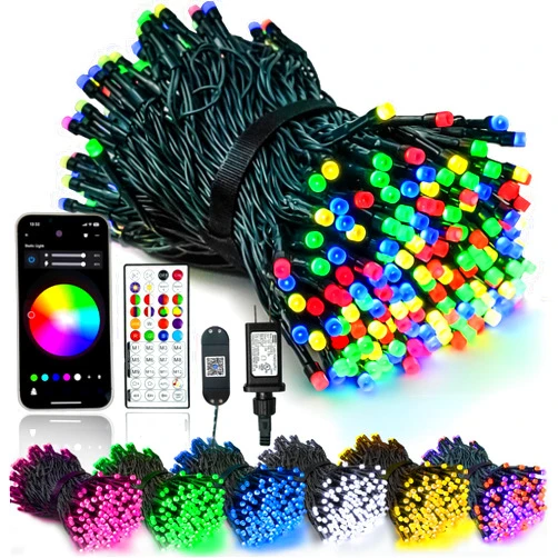 EEW Smart Color Changing Christmas Lights with Remote & APP, 66FT 200LED RGB Dimmable Christmas String Lights, Waterproof Fairy Twinkle Lights for Indoor Outdoor Xmas Tree ST Patrick's Day Decoration
