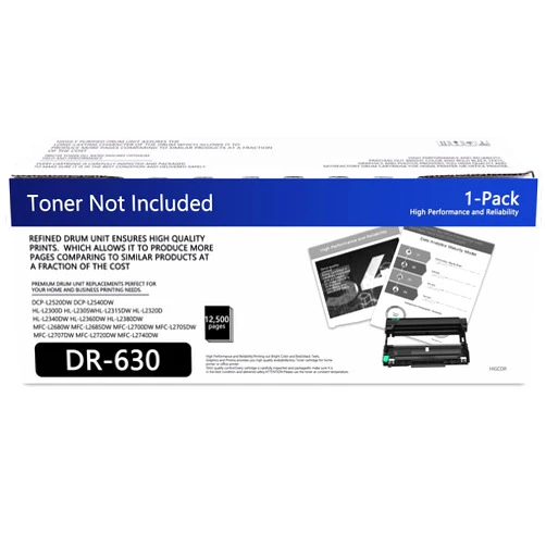 HIGCOR DR630 Drum Unit High Yield Replacement for Brother DR-630 DR 630 HL-L2300D HL-L2320D HL-L2340DW HL-L2380DW MFC-L2700DW MFC-L2720DW DCP-L2520DW DCP-L2540DW Printer Black 1 Pack (Toner not Included)