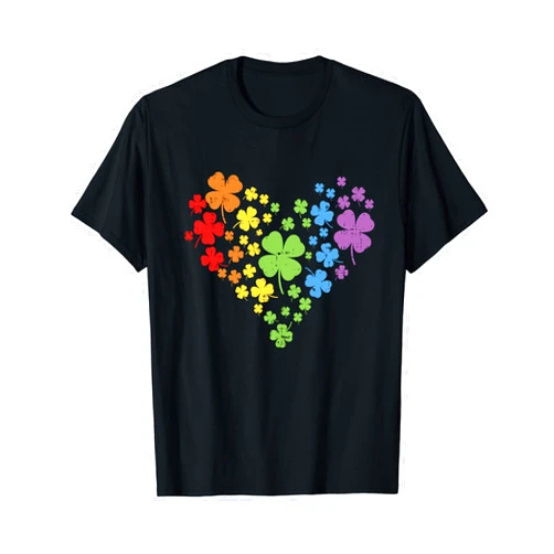 BoredKoalas St Patricks Day Irish Shamrock Shirt LGBT Shamrock Heart Shirt Rainbow St Patricks Day Gay Pride T-Shirt