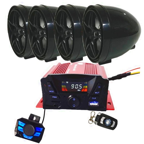 XYC 12V 4 Channel UTV ATV Golf Cart Motorcycle Weatherproof Bluetooth Speakers MP3 Music Player Sound Audio Stereo Amplifier System AUX in USB SD FM Radio Motorbike Speaker