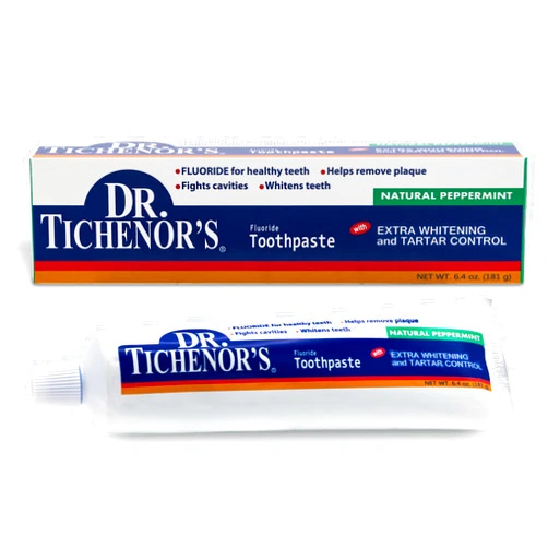 Dr. Tichenor's Extra Whitening and Tartar Control Fluoride Toothpaste - Cavity Fighting, Plaque Removal, and Teeth Whitening, with Natural Peppermint Flavor - 6.4 Ounce (Pack of 2)