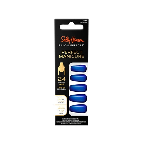 Sally Hansen Salon Effects® Perfect Manicure, Hyp-Nautical, Press On Nails, Coffin Shaped, Non-Damaging Adhesive Tabs, File, and Alcohol Pad Included