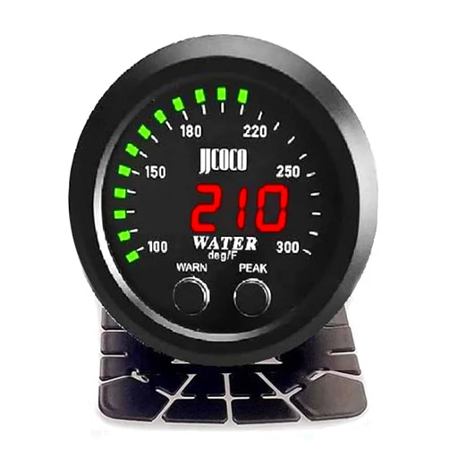 ZHSYMX Universal 2Inch(52mm) Water Temperature Gauge with Alarm and 1/8NPT Sensor Car Digital Meter Temp 100-300F(-17~187C) Green Display