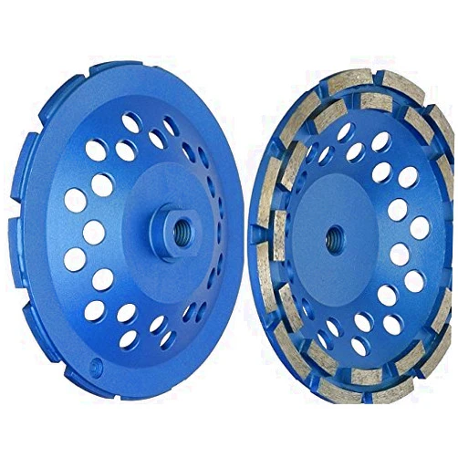Polishing Abrasive Tools Mart 7 inch Diamond Grinding Cup Wheel set of 2 pieces Double Row Higher Diamond Concentration for Concrete Mortar masonry coating removal lippage smoothing travertine surface smoothing grinder