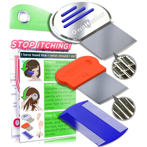 OWNHEALER Professional Lice Comb Kit - for Lice, Nits, and Dandruff Removal. Quick Results for Head Lice Treatment - Suitable for All Hair Types. Peine para piojos y liendres.
