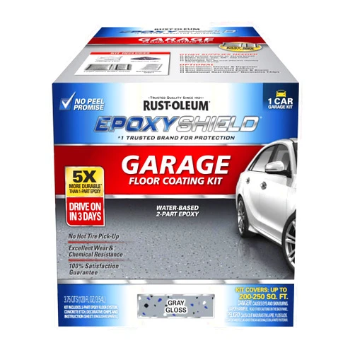 Rust-Oleum 251965 EPOXYSHIELD Garage Floor Coating Kit, 1 Car, Gloss Gray