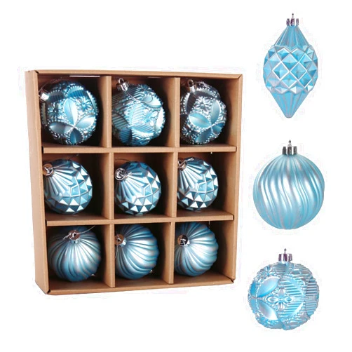 POLIKO Christmas Ball Ornaments, 9 Pcs Shatter-Proof Set with Decor, 9ct Set 2023 Decoration for Xmas Tree Balls 80mm/ 3.15