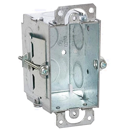 RACO Hubbell-Raco 506 Switch Box in 3 x 2-Inch Gangable 2-1/2-Inch. Deep, Eight 1/2-Inch. Knockouts, Old Work, Plaster Ears, Gray Finish
