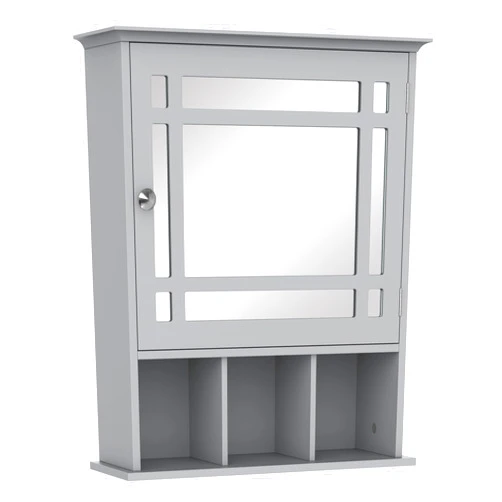 WasaFire Bathroom Medicine Cabinet with Mirror Wall Mounted Mirror Cabinet with Door and Storage Shelves Gray
