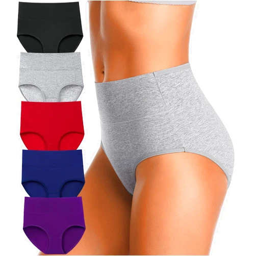 IROCUE High Waisted Postpartum Underwear Slight Tummy Control Underwear Soft Full Coverage Cotton Panties Multipack