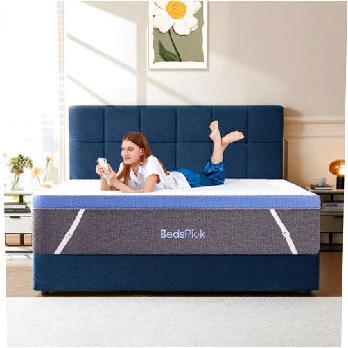 BedsPick Queen Mattress Topper Memory Foam, 3 Inch Gel Mattress Topper, Cooling Mattress Bed Topper, Washable Cover, Elastic Band, Breathable Plush Mattress Topper for Back Pain Relief, CertiPUR-US