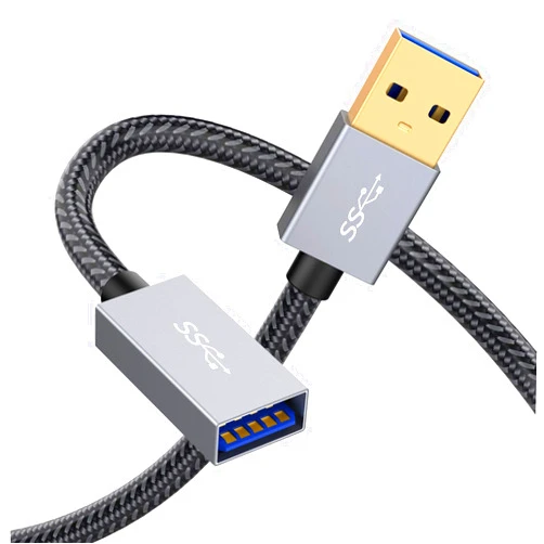 FXAVA Short USB3.0 Extension Cable 1ft Nylon Braided USB 3.0 Extender Cord USB Male to Female Extension Cable Compatible for USB Flash Drive, Card Reader, Hard Drive,Keyboard, Printer, PlayStation