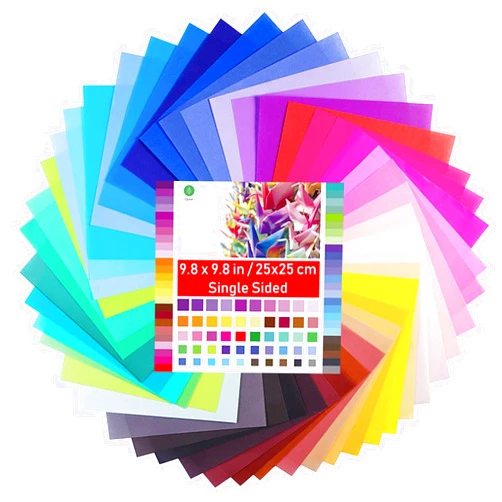 Opret Origami Paper Large, 100 Sheets 9.8x9.8 inch 25x25 cm Origami Paper 50 Vivid Colors Single Sided for Arts and Crafts Projects
