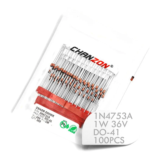 CHANZON (Pack of 100 Pieces) Chanzon 1N4753A 1N4753 Power Zener Diode 1W 36V DO-41 (DO-204AL) Axial Diodes 1 Watt 36 Volt