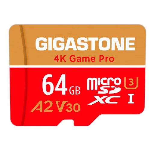 Gigastone [5-Yrs Free Data Recovery] Gigastone 64GB Micro SD Card, 4K Game Pro, MicroSDXC Memory Card for Nintendo-Switch, GoPro, Security Camera, DJI, Drone, UHD Video, R/W up to 95/35MB/s, UHS-I U3 A2 V30 C10