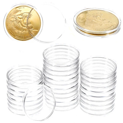 Hipiwe 40.6mm Coin Holder Capsules - 30 Packs Round Clear Acrylic Air Tight Coin Container Coin Collection Case for Long-Term Coin Collection Supplies for Silver Eagles