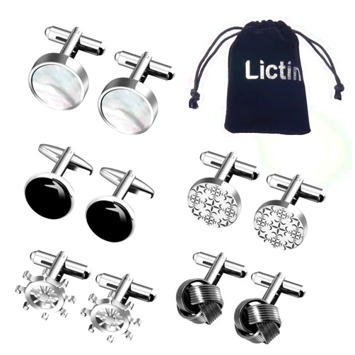 Lictin Men's Cufflinks Cuff Links for Men, Stainless Steel Tuxedo Shirt Cuff Links Set, Men’s Jewelry or Accessories for Business, Wedding