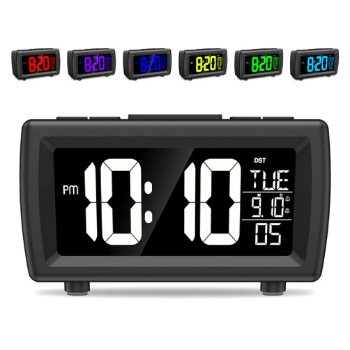 AMIR FM Radio Alarm Clocks for Bedrooms, Loud Alarm Clock for Heavy Sleepers, Digital FM Radio Clock with Brightness Dimmer, USB Port, 7 Font Colors, Snooze, Battery Backup (Not AM)