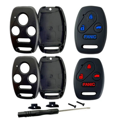 Kyhodsgn Key Fob Cover Shell for Honda 2003 - 2012 Accord 2009-2015 Pilot,3+1Button Keyless Remote Fob Case Kit Fit for 2006-2013 Civic EX 2005-2006 CR-V (Pack of 4)