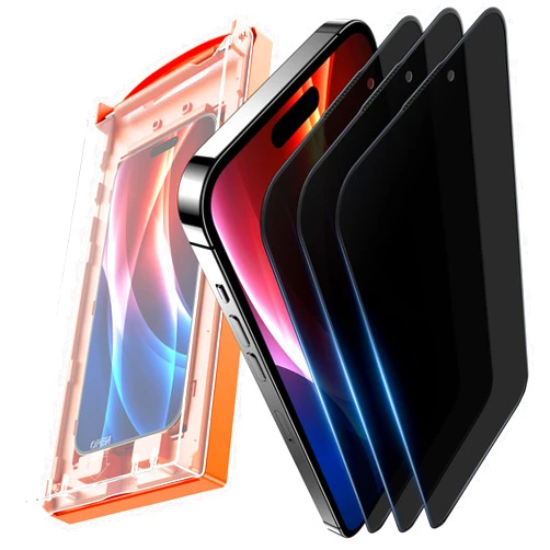 MRGLAS 3 Packs for iPhone 16 Pro Max Privacy Screen Protector 6.9'', Zero Bubble, Auto-Dust Removal 23° Anti-Spy Tempered Glass[10X Military Protection] Case Friendly