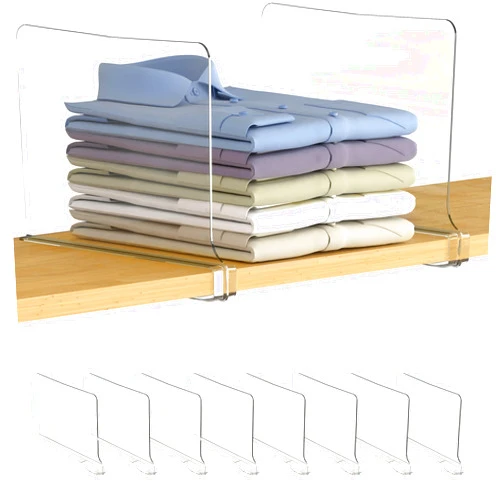 Utopia Home 8 Pack Acrylic Shelf Dividers for Closet Organizers and Storage - Closet Shelf Organizer for Clothes Storage and Organization - Clear Closet Dividers for Clothes, Purse, Handbags