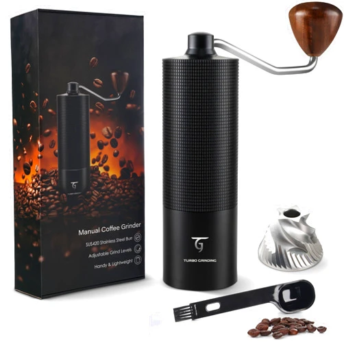 SUNYA Manual Coffee Grinder with Stainless Steel Conical Burr Adjustable, Capacity 25g Hand Coffee Grinder with Recipes for Expresso and French Press