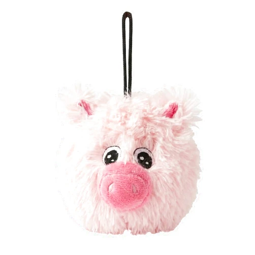 Pet Lou 4 Inch Squeaky Pig Dog Plush Toy, Stuffing-Free Soft Plush, Durable Bouncy Squeaker Ball, Floats in Water, for Small & Medium Dogs, Pink
