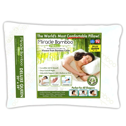 Ontel Miracle Shredded Memory Foam Pillow with Viscose from Bamboo Cover, Queen, White