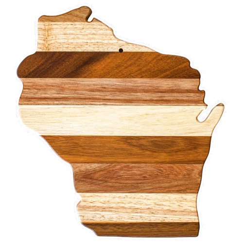 Totally Bamboo Rock & Branch Shiplap Series Wisconsin State Shaped Wood Cutting Board and Charcuterie Serving Platter, Includes Hang Tie for Wall Display