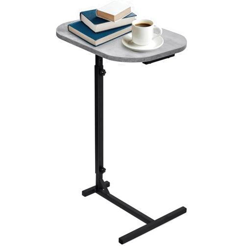 WHEARTED Small Side Table for Small Spaces, C Shaped End Table Slide Under Sofa Couch and Bed, Height Adjustable C Table End Table with Metal Frame for Living Room, Bedroom, Bathroom Gray