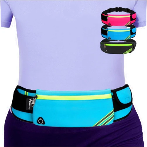 AIKENDO Running Belt Waist Pack Bag,Workout Gear,Gym Fitness Fanny Pack for Phone,Cell Phone Holder for Running,Jogging Pocket Belt for Women & Men,Running Accessories(Blue)