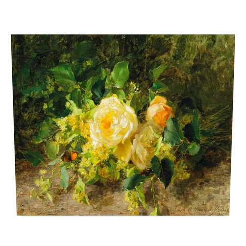 CLOUD NINE PRINTS | Yellow Roses, Vintage Landscape Print - Edge of Forest Wall Art, Rustic European Decor, Impressionist Flower Art (Unframed 8x10 Print)
