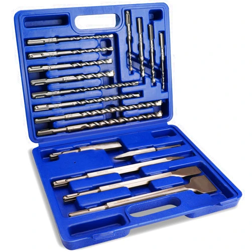 WORKPRO 17-Piece SDS-Plus Rotary Hammer Drill Bits and Chisel Set, Carbide-Tipped Masonry Drill Bits and Chisels for Concrete, Stone, Brick, with Storage Case