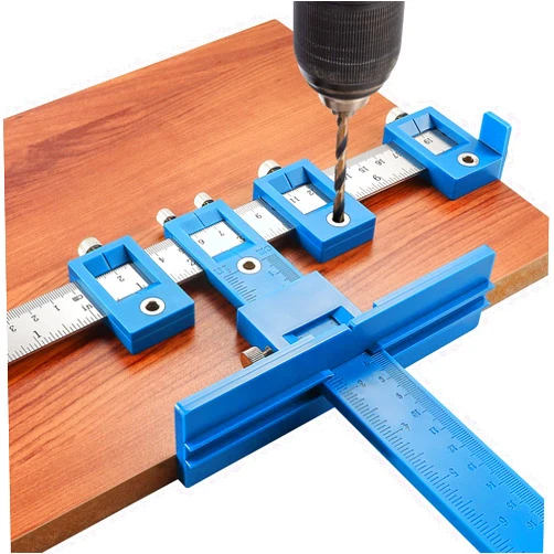 ShoppingOnBed SoB Cabinet Hardware Jig Tool - Adjustable Punch Locator Drill Template Guide, Wood Drilling Dowelling Guide for Installation of Handles Knobs on Doors and Drawer - Cabinet Jig Tool
