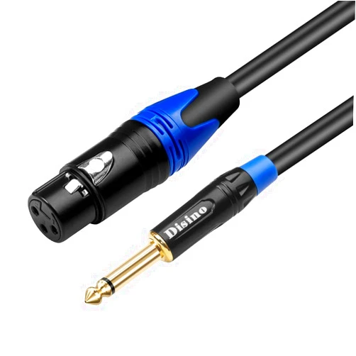 Disino Female XLR to 1/4 Inch (6.35mm) TS Mono Jack Microphone Cable, Unbalanced 3 Pin XLR Female to Quarter inch TS Plug Mic Cord for Dynamic Microphone - 3.3 Feet/1 Meter