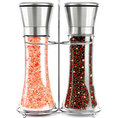 Willow & Everett Salt and Pepper Grinder Set - Stainless Steel Refillable Salt & Peppercorn Shakers