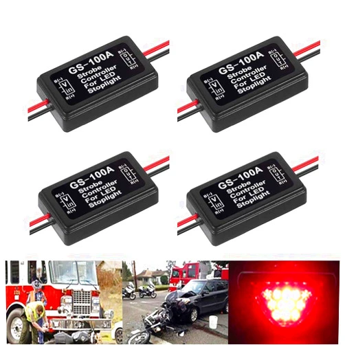 BlyilyB 12V-24V Flash Strobe Controller Flasher Module for 3rd LED Brake Lamp Tail Stop Lamp (Pack of 4)