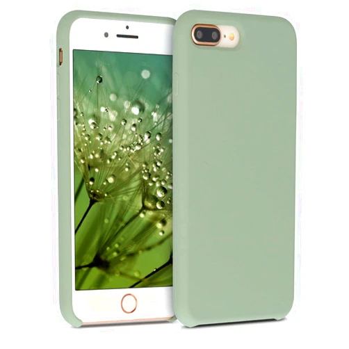 kwmobile Case Compatible with Apple iPhone 7 Plus/iPhone 8 Plus Case - TPU Silicone Phone Cover with Soft Finish - Gray Green