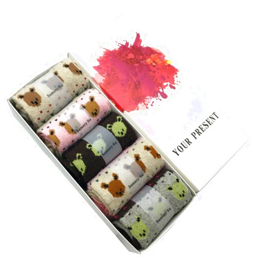Sumery Su Winter Wool Socks Women Snow Flower Cashmere Warm Socks Ladies Girls 5 Pack,Sumery Su