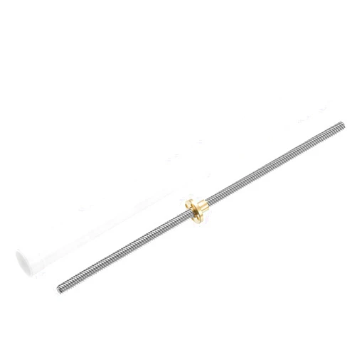 uxcell 1Pcs 350mm Tr8x8 Lead Screw with Brass Nut (Acme Thread, 2mm Pitch, 4 Starts, 8mm Lead), Stainless Steel 304 Screw Bar Printer Upgrade Parts with Plastic Packaging Tube, Silver