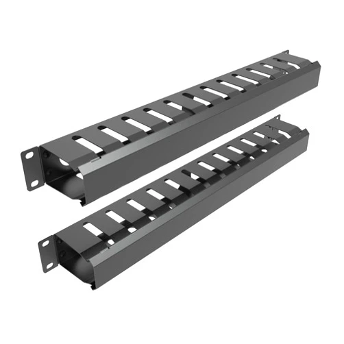 Jingchengmei 2 Pack of All Metal 1U Cable Management Horizontal Rack Mount Cable Manager with 12 Big Finger Slots for 19-inch Server Rack or Cabinet