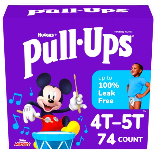 Pull-Ups Boys' Potty Training Pants, Size 4T-5T Training Underwear (38-50 lbs), 74 Count