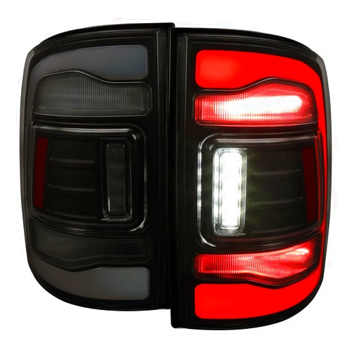 Spec-D Tuning Black Smoke LED Tail Lights with Light Bar Compatible with 2009-2018 Dodge Ram 1500/2500/3500 Tail Lamps Assembly