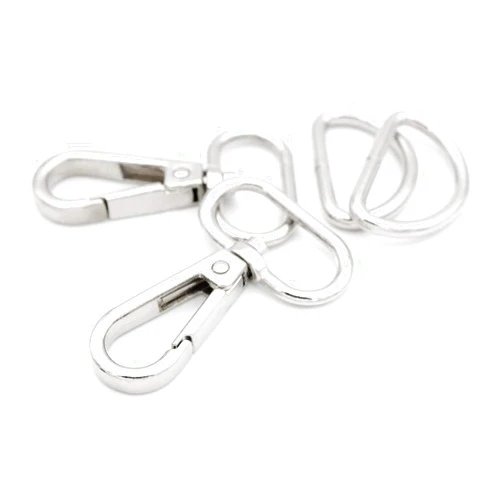 CRAFTMEMORE 10 Sets Silver Snap Hooks Lobster Clasp Swivel Push Gate Fashion Clips with D Rings Craft FSD1 (1 Inch)