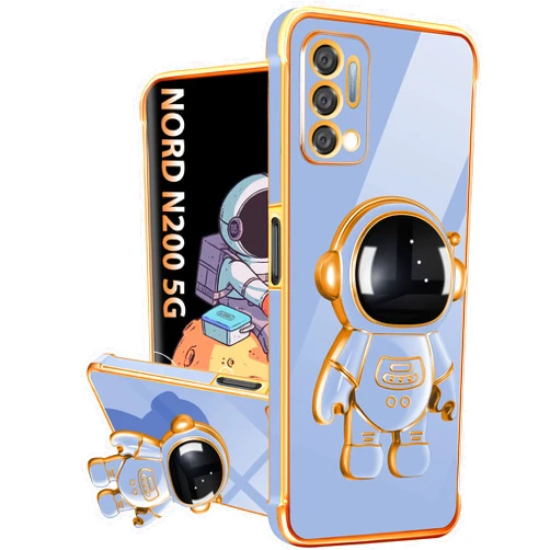 Buleens for OnePlus Nord N200 5G Case with Astronaut Stand, Women Girls for Nord N200 5G Cases, Girly Cute 6D Outer Space Heart Pattern Phone Cover for OnePlus Nord N200 5G 6.49 Inch Dark Blue